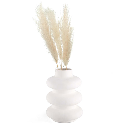 Triple Ring Vase For Home Decor - White,  7 Inches, Set of 1