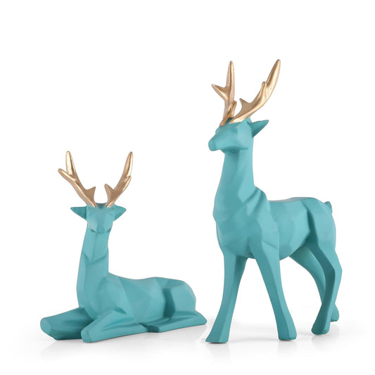 Lucky Deer Family Ceramic Figurine Showpiece Set of 2 - Matte Finish