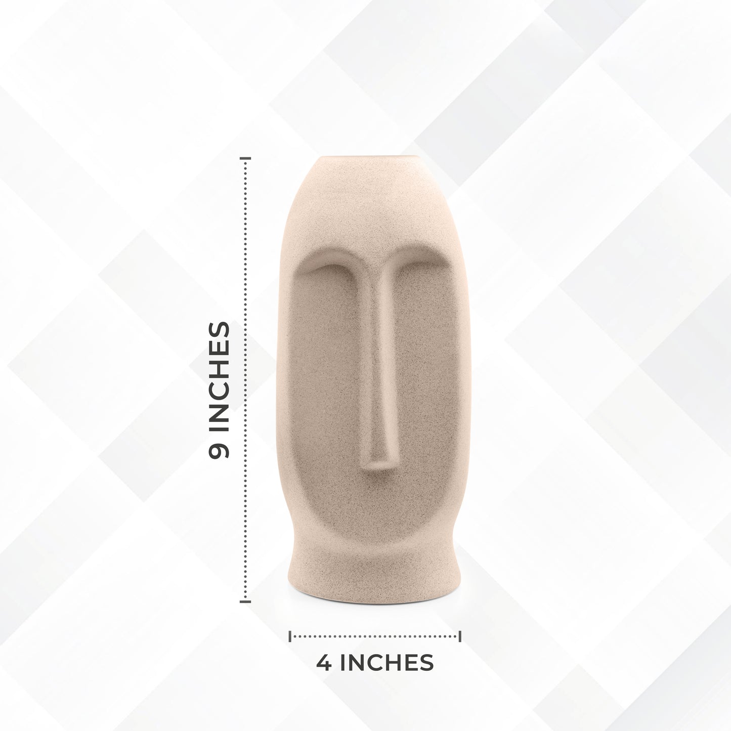 LuxeLane 'Face Vase' for Home Decor - Matte Beige, 9 inches, Pack of 1