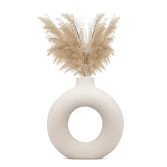 LuxeLane 'Donut Vase' for Home Decor - White, 8 inches