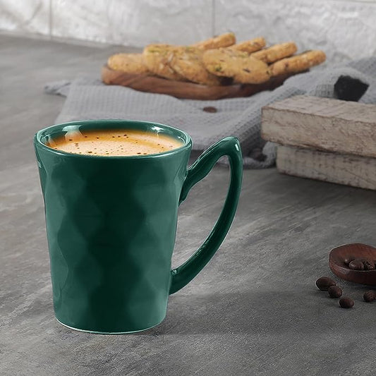 Diamond Cut Ceramic Serving Coffee Mug Tea Cup - 300 ML, Pack of 1